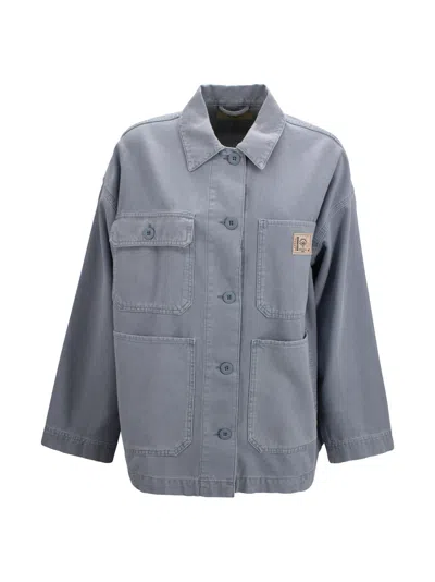 Weekend Max Mara Unlined Workwear Denim Jacket With Vintage Finish In Blue