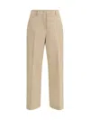 Weekend Max Mara Urial Cropped Trousers In Cotton Satin In Neutral