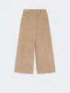 Weekend Max Mara Cropped Cotton Velvet Trousers In Brown