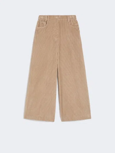 Weekend Max Mara Cropped Cotton Velvet Trousers In Brown