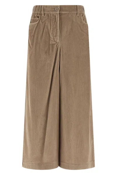 Weekend Max Mara Corduroy Trousers With Elastic Waistband And Pockets In Brown