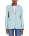 Weekend Max Mara Light Blue Wool Nervoso Blazer In Green