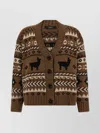 Weekend Max Mara V-neck Cardigan With Ribbed Cuffs And Hem In Brown