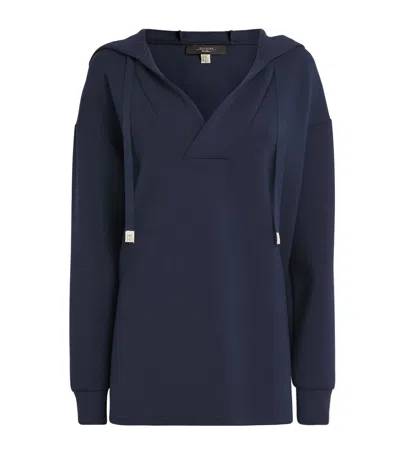 Weekend Max Mara V-neck Drawstring Hoodie In Blue