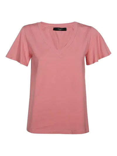 Weekend Max Mara V-neck Flared-sleeve T-shirt In Pink