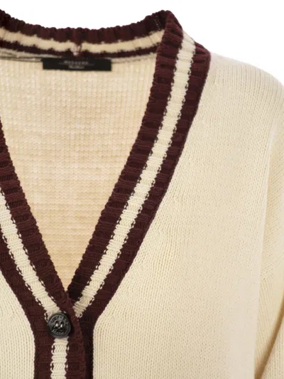 Weekend Max Mara V-neck Knit Cardigan In Ecru