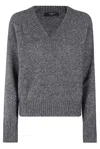 Weekend Max Mara V-neck Wool Sweater In 008 Antracite