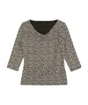 Weekend Max Mara V-neck Printed T-shirt In Black