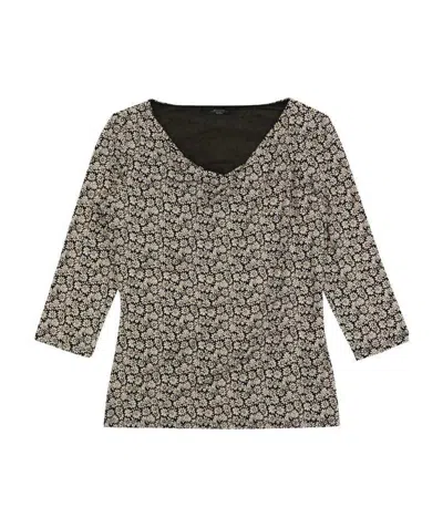 Weekend Max Mara V-neck Printed T-shirt In Black