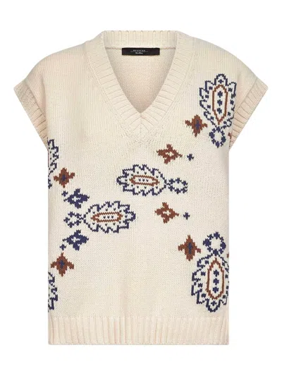 Weekend Max Mara V-neck Sleeveless Sweater In Neutral