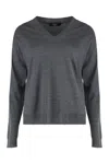 Weekend Max Mara V-neck Sweater In Wool And Cashmere In Gray