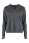 Weekend Max Mara V-neck Sweater In Wool And Cashmere In Gray
