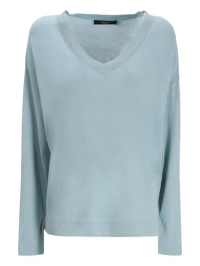 Weekend Max Mara V-neck T-shirt In Blue