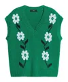 Weekend Max Mara Austria Embroidered Cotton Blend Vest In Green