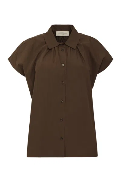 Weekend Max Mara Vallo Cotton Shirt In Brown