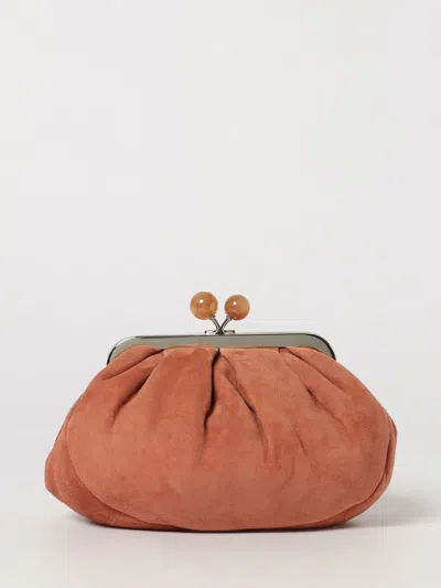 Weekend Max Mara Valois Pasticcino Mini Suede Clutch In Earth