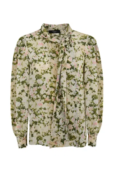 Weekend Max Mara Vals Silk Shirt With Bow In Green