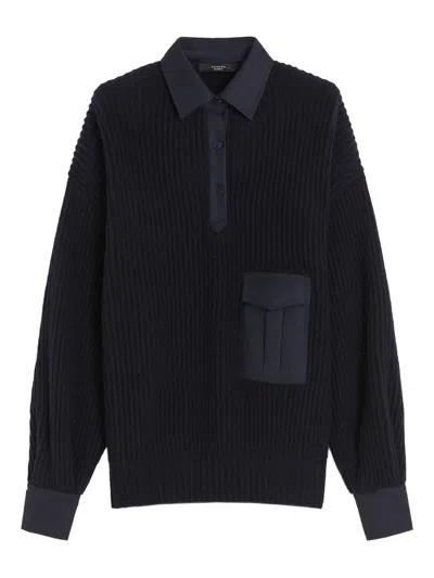 Weekend Max Mara Vanda Ribbed Pocket Sweater In Black