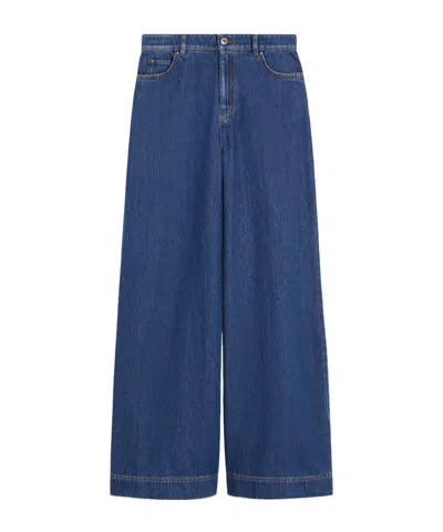 Weekend Max Mara Vaqueros De Pernera Ancha En Denim De Algodón In Blue