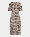 Weekend Max Mara Floral-print Short-sleeve Midi Dress In Gray