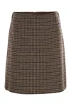 Weekend Max Mara Vata - Short Prince Of Wales Wool Skirt In Brown
