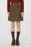 Weekend Max Mara Houndstooth Wool-blend Mini Skirt In Brown
