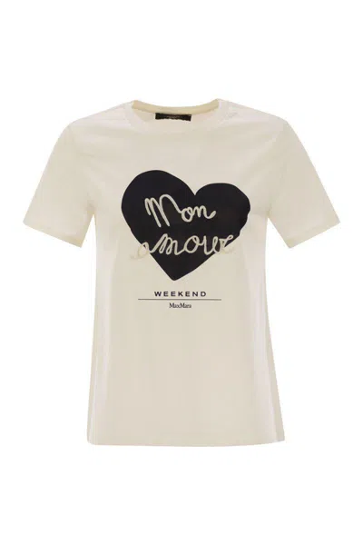 Weekend Max Mara T-shirt With Vello Logo Print In Jersey In White