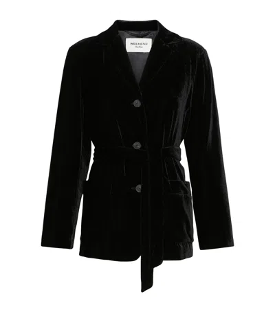 Weekend Max Mara Omens Belted Velvet Jacket Black