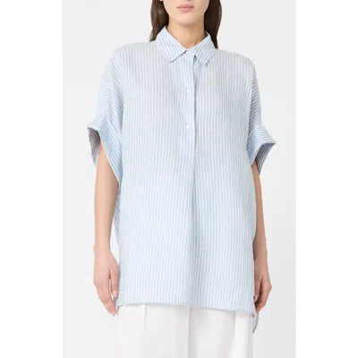 Weekend Max Mara Verve Stripe Linen Top In Blue