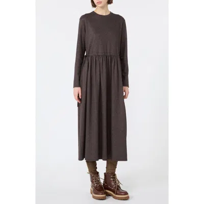 Weekend Max Mara Vettura Jersey Long Sleeved Midi Dress In Brown