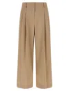 Weekend Max Mara Front Pleated Wide Leg Trousers With Belt Loops In Brown