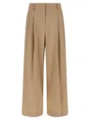 Weekend Max Mara Front Pleated Wide Leg Trousers With Belt Loops In Brown