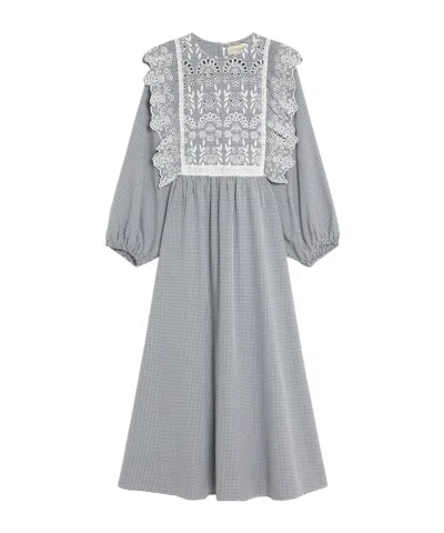 Weekend Max Mara Vichy Embroidered Dress In Blue