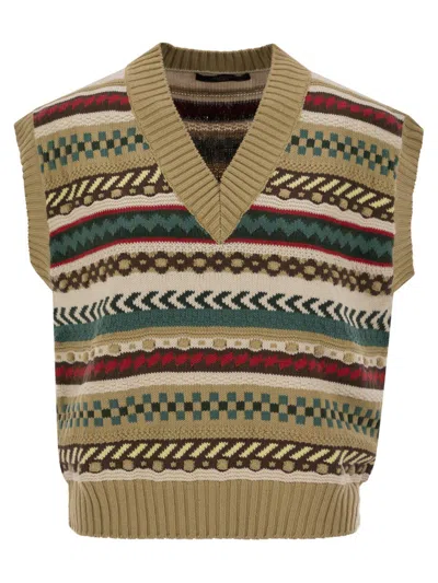 Weekend Max Mara Vicino Waistcoat In Jacquard Cotton Yarn In Multi