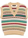 Weekend Max Mara Omens Biscuit Vicino Stripe Cotton-blend Knitted Vest In Nude