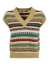 Weekend Max Mara Omens Biscuit Vicino Stripe Cotton-blend Knitted Vest In Beige