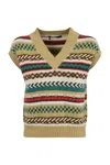 Weekend Max Mara Omens Biscuit Vicino Stripe Cotton-blend Knitted Vest In Dis.fairisle