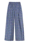 Weekend Max Mara Virgin Poplin Cotton Trousers In Blue