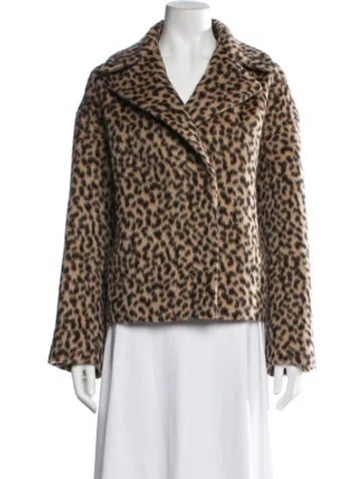 Pre-owned Weekend Max Mara Virgin Wool Animal Print Jacket In Neutrals