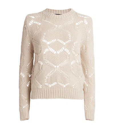 Weekend Max Mara Virgin Wool-blend Open-knit Sweater In White