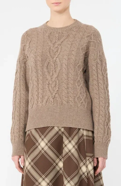 Weekend Max Mara Virgin Wool Cable Knit Sweater In Brown