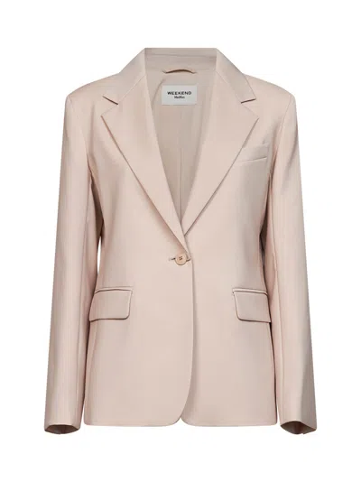 Weekend Max Mara Virgin Wool Canvas Blazer In Neutral