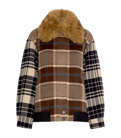 Weekend Max Mara Virgin Wool Check Jacket In Black