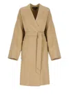 Weekend Max Mara Virgin Wool Coat In Beige