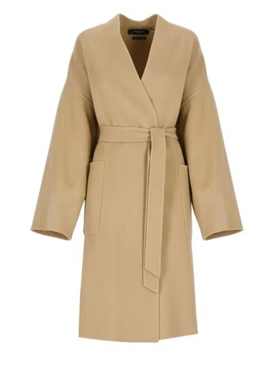 Weekend Max Mara Virgin Wool Coat In Beige