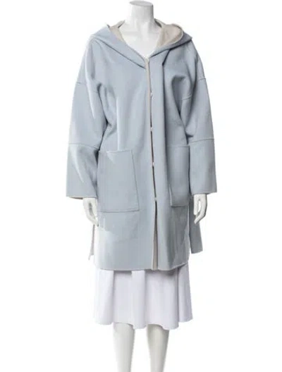 Pre-owned Weekend Max Mara Virgin Wool Coat W/ Tags In Blue/white