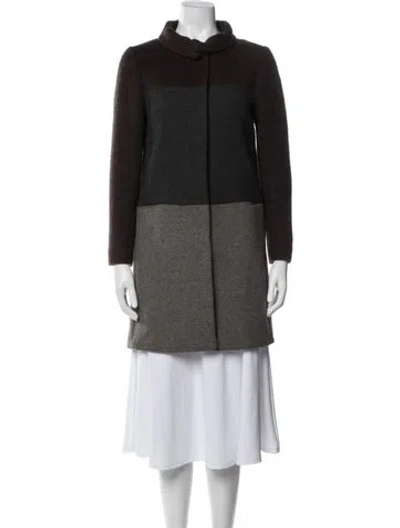 Pre-owned Weekend Max Mara Virgin Wool Colorblock Pattern Coat In Black