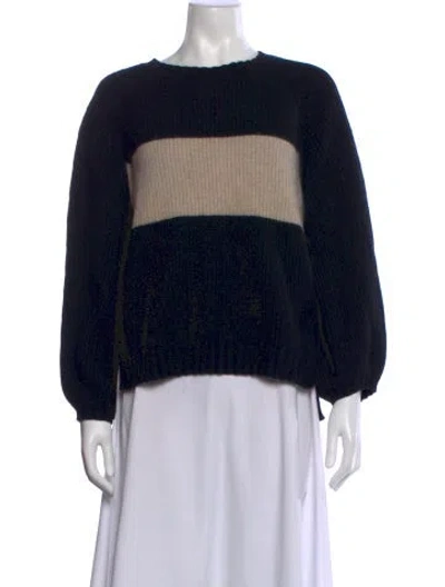 Pre-owned Weekend Max Mara Virgin Wool Colorblock Pattern Sweater In Black