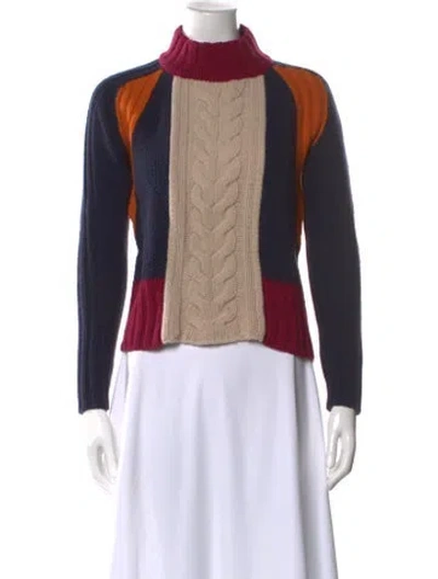Pre-owned Weekend Max Mara Virgin Wool Colorblock Pattern Sweater In Blue
