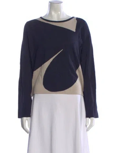 Pre-owned Weekend Max Mara Virgin Wool Colorblock Pattern Sweater In Blue
